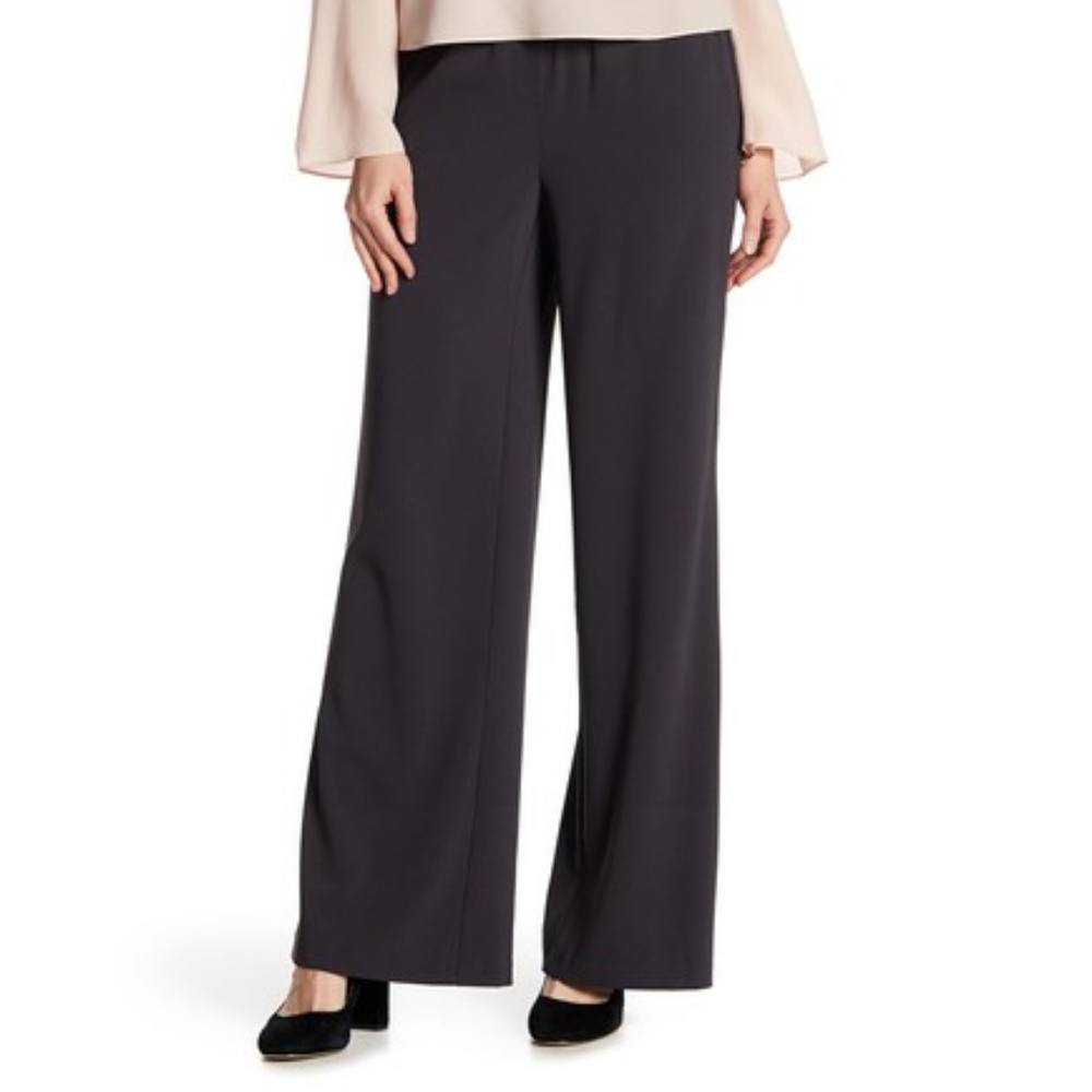 Badgley Mischka Gray Wide Leg Pants Athleisure Elastic Waist Trousers Size 2 NWT